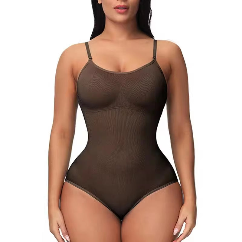 Ultimate V Neck Spaghetti Strap Bodysuit - Compression Shapewear for a Flawless Silhouette!