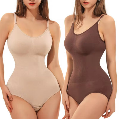 Ultimate V Neck Spaghetti Strap Bodysuit - Compression Shapewear for a Flawless Silhouette!